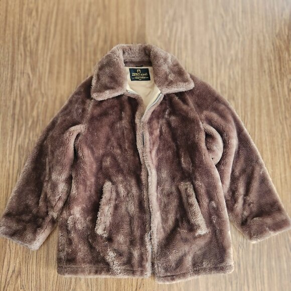 VINTAGE JACKET Teddy Zero King Size 40 Brown MayFair Zipper Zippered Women's Fur - Picture 1 of 6